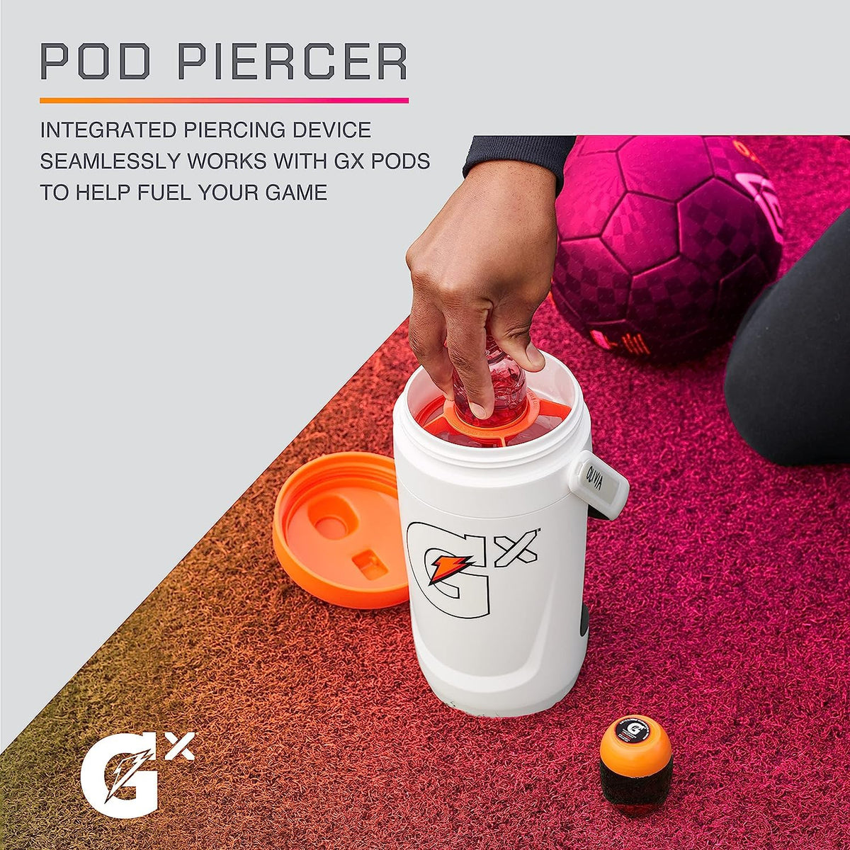 Gatorade Gx Jade jug showing fence hook for easy reach during practice