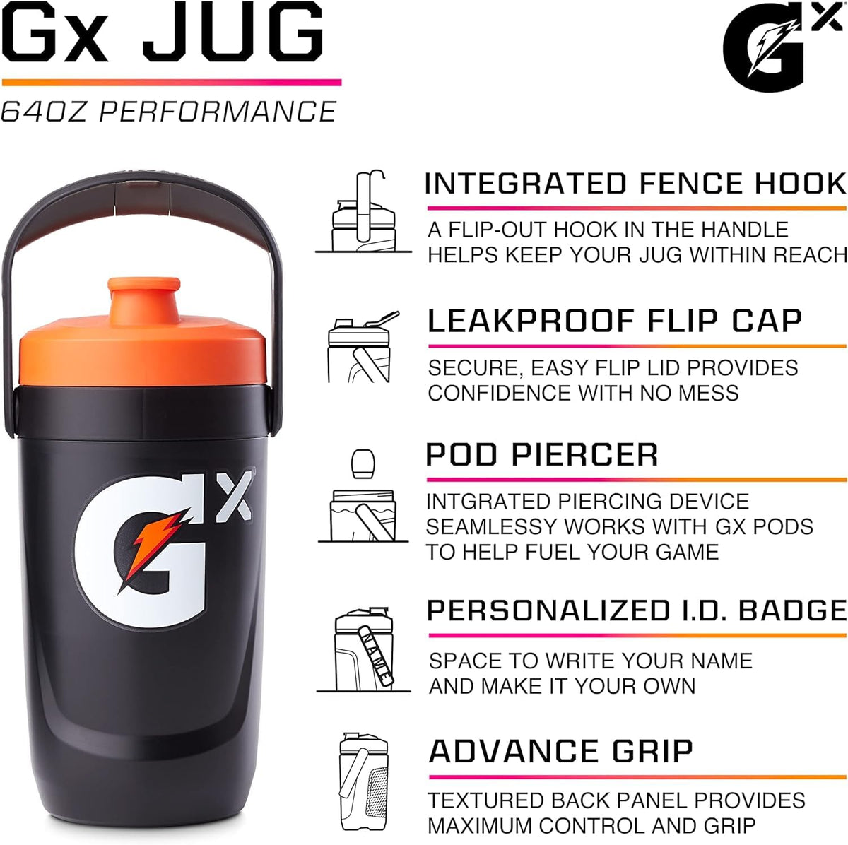 Gatorade Gx Pod Piercer integrated with the jug for quick fueling