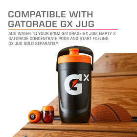 Gatorade Gx Glacier Freeze Zero pod pouring into a bottle for refreshing hydration.
