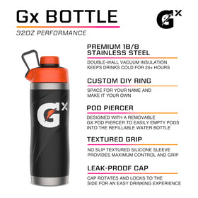 Gatorade Gx stainless steel bottle with double-wall insulation preserves chill