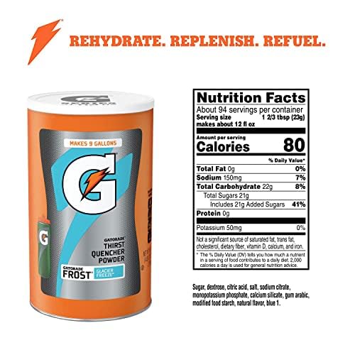Ingredients label emphasizing electrolytes and carbohydrates for activity fuel