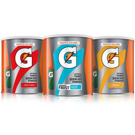 Gatorade Thirst Quencher Fruit Punch powder canister ready for post-workout hydration