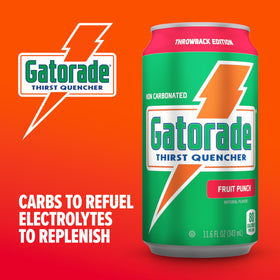 Gatorade Thirst Quencher Fruit Punch in hand, convenient hydration for training sessions.