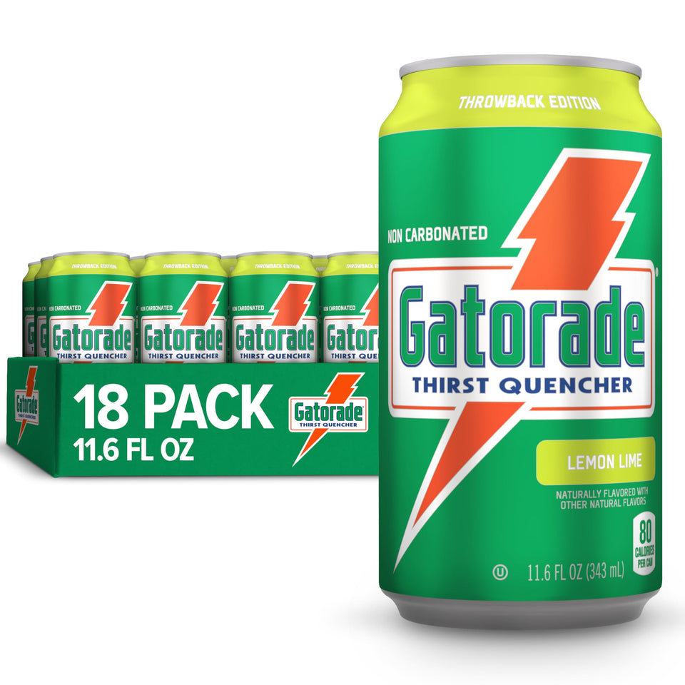 Gatorade Thirst Quencher Lemon-Lime can front view highlighting hydration for workouts