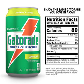 Gatorade Thirst Quencher Lemon-Lime nutrition panel close-up