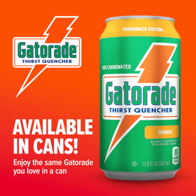 Gatorade Thirst Quencher orange being poured into a glass for quick refreshment.