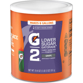 Gatorade G2 grape canister ready to mix for workout hydration