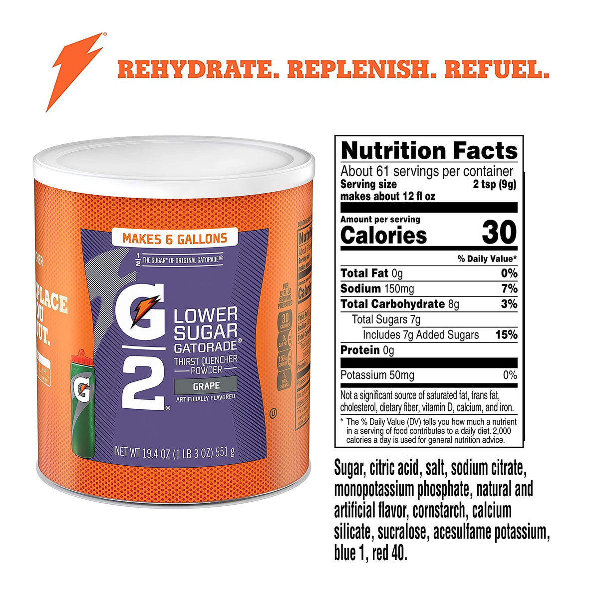 G2 grape powder being poured into water for electrolytes