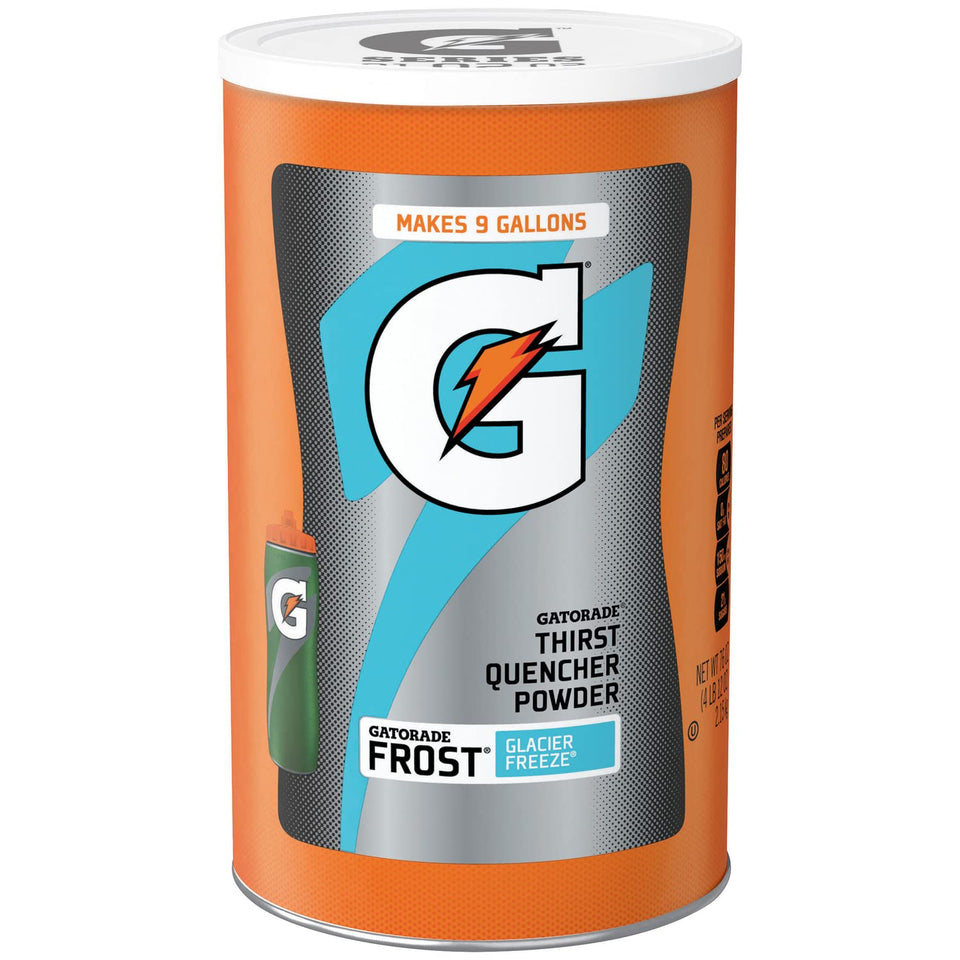 Gatorade Thirst Quencher Powder tub Frost Glacier Freeze ready to mix for hydration after workouts