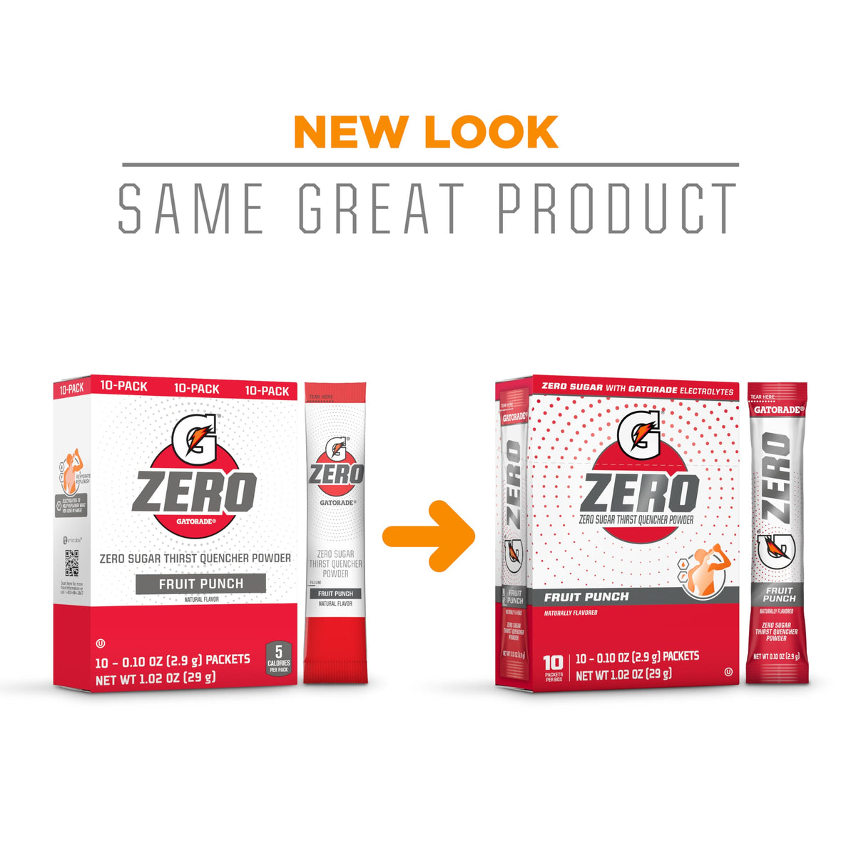 Gatorade Zero Fruit Punch packets ready to mix for quick hydration.