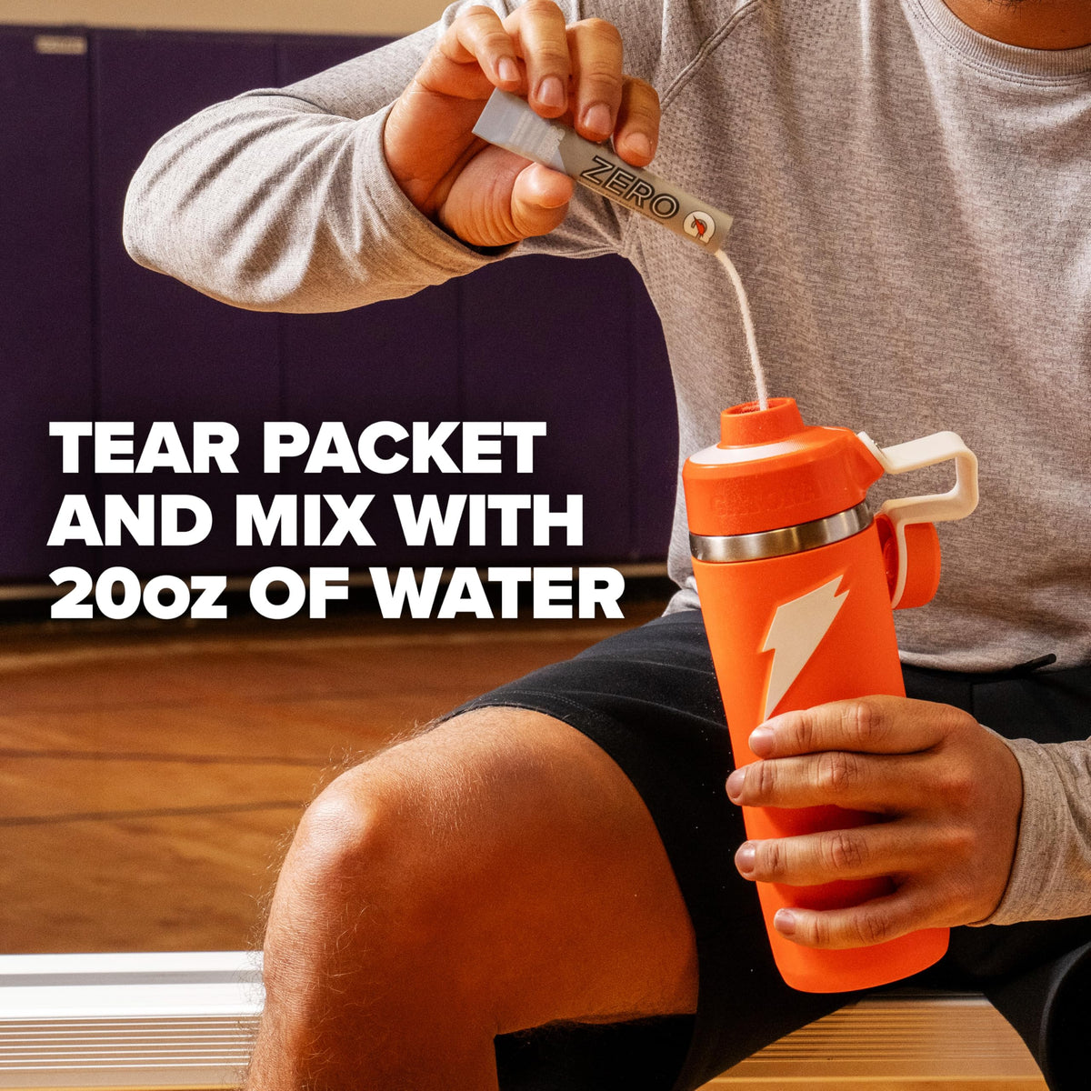 Gatorade Zero Lemon Lime sticks dissolving in water for refreshing hydration.