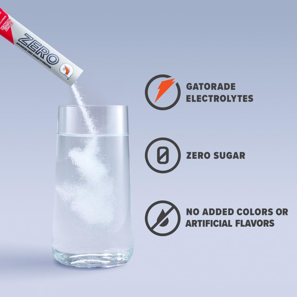 Gatorade Zero Lemon Lime stick-pack for quick electrolyte refreshment during workouts.