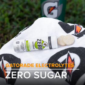 Gatorade Zero Watermelon tablet close-up, highlighting easy-to-use hydration.