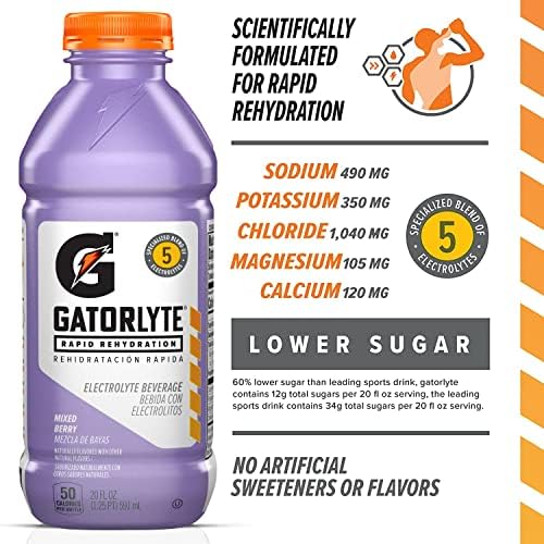 Gatorlyte lower sugar 12g per 20oz highlights a lighter sport drink.