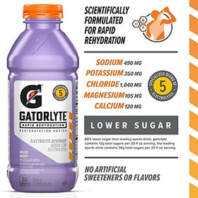 Gatorlyte lower sugar 12g per 20oz highlights a lighter sport drink.
