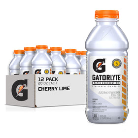 Gatorlyte rapid rehydration Cherry Lime bottle front view for quick hydration