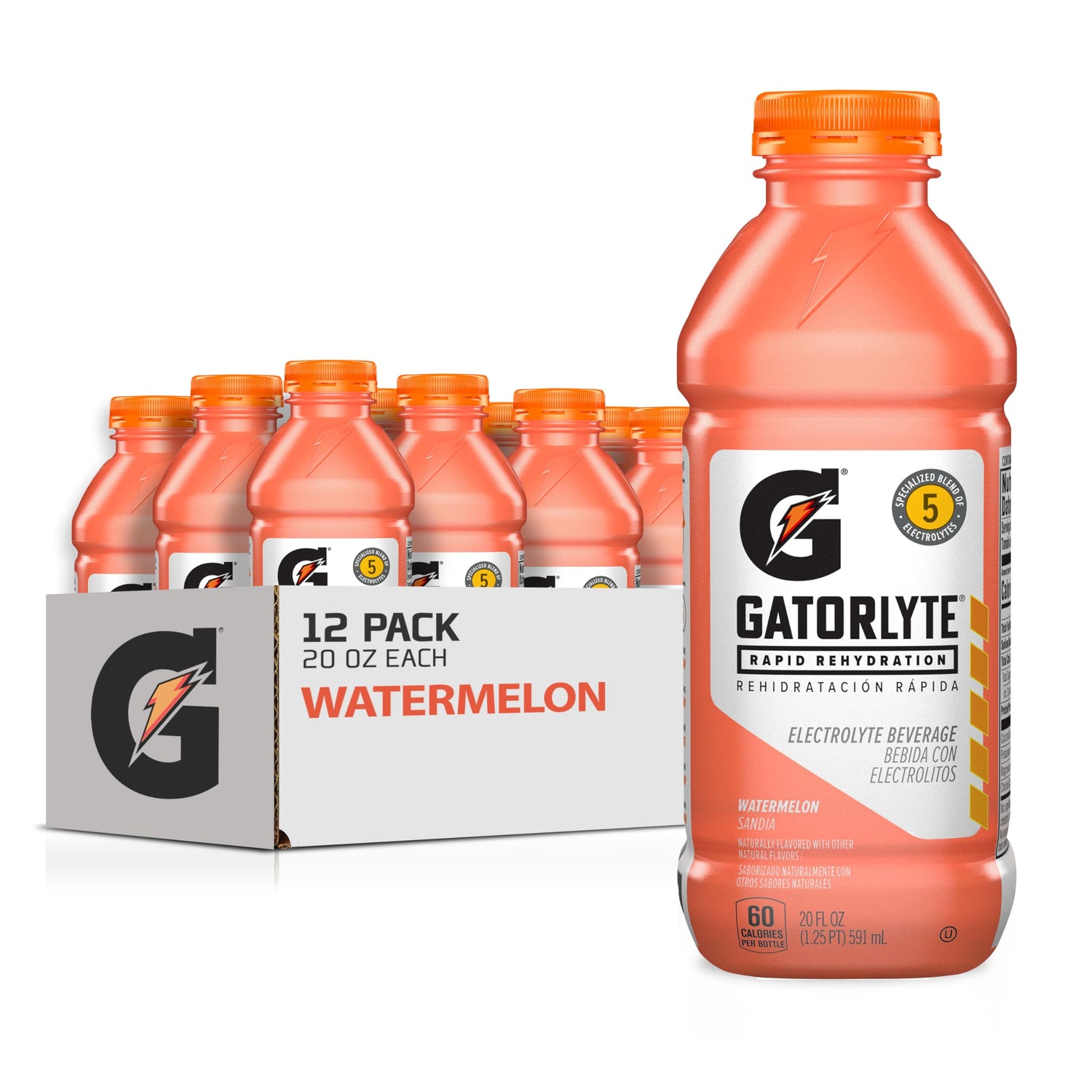 Gatorlyte Watermelon bottle front for rapid hydration during workouts
