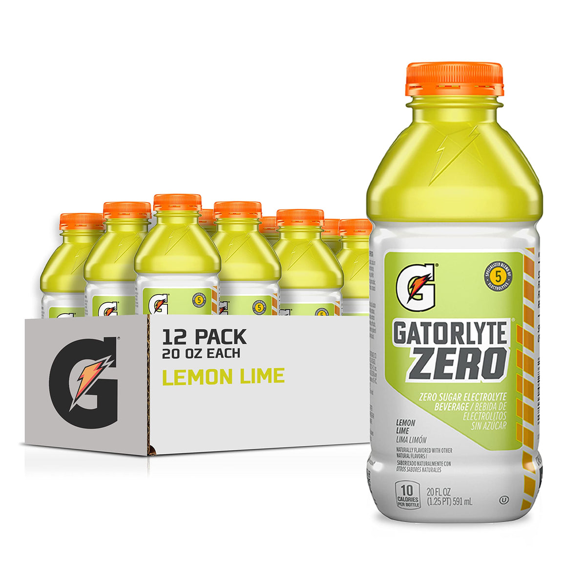 Gatorlyte Zero Lemon Lime bottle front view for active hydration use