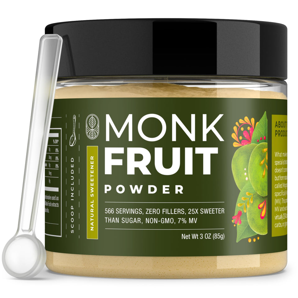 Gaudum Monk Fruit Extract Powder packaging shows natural sweetness without fillers