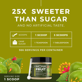 Gaudum monk fruit powder with scoop for precise zero calorie sweetness