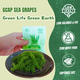 GCAP Sea Grapes beads close-up, caviar-like texture ideal for salads.
