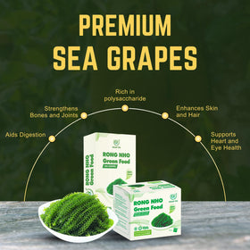 GCAP Sea Grapes on a serving dish, perfect as a fresh topping for meals.