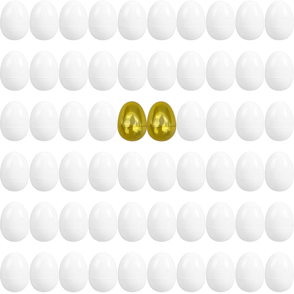 GCQJOQ Easter eggs white bulk 60 count ideal for egg hunts and easy gift filling.