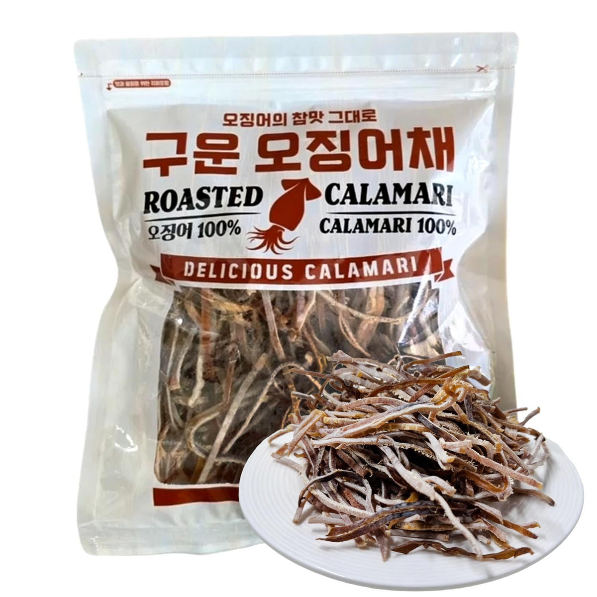 GE Gangwon Export roasted dried squid bag highlights premium texture ideal for on-the-go snacking.