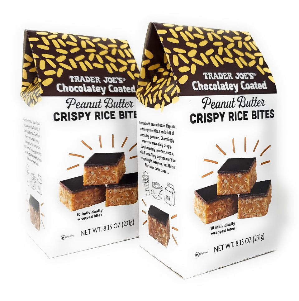 Geakv chocolatey coated peanut butter crispy rice bites closeup highlighting crunchy texture