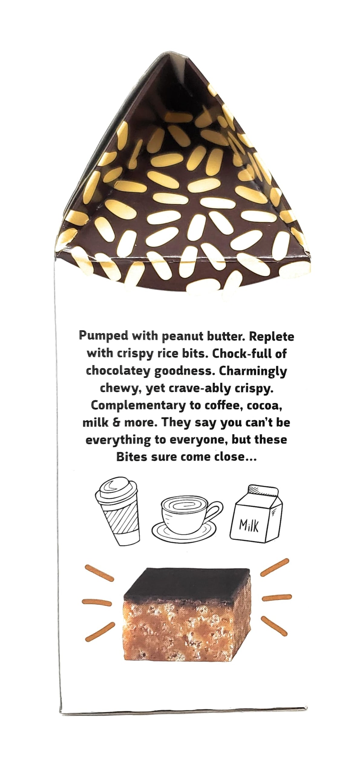 Geakv chocolatey coated peanut butter crispy rice bites in serving bowl