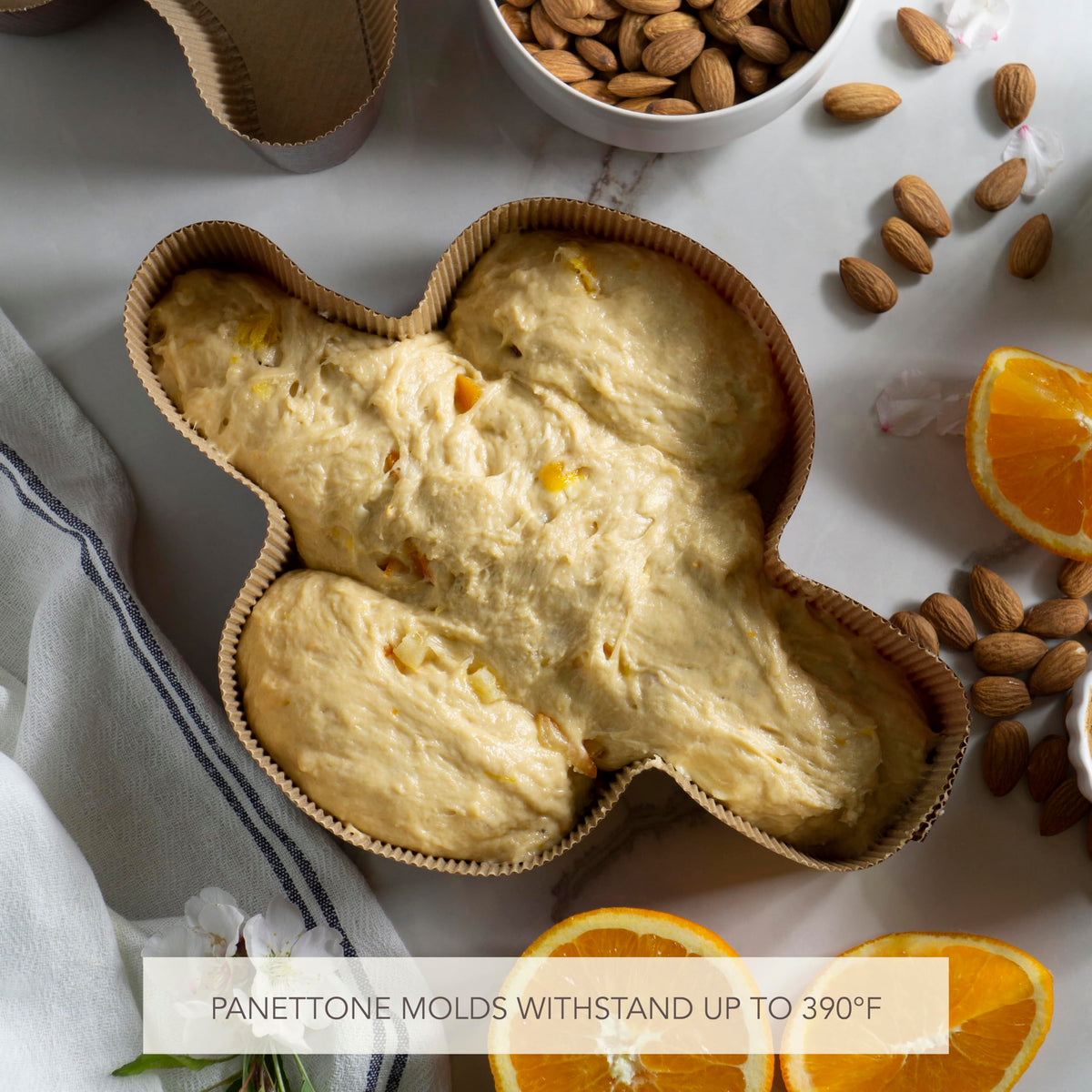 Geborilma panettone mold serve in mold for easy plating.