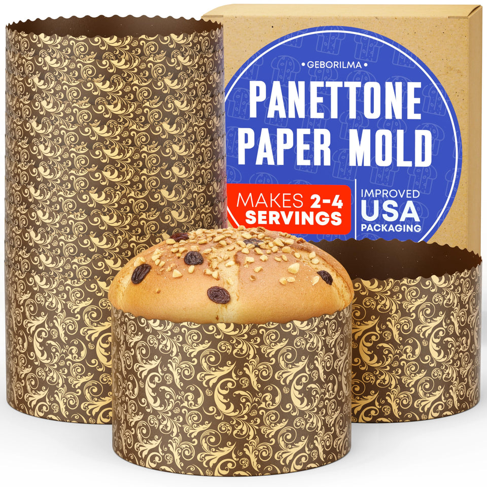 Geborilma panettone paper mold medium 18oz ideal for baking 2–4 servings without a metal pan.