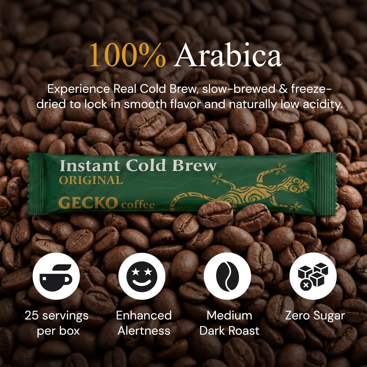 Gecko Coffee sugar-free packets provide a clean caffeine boost without sugar.