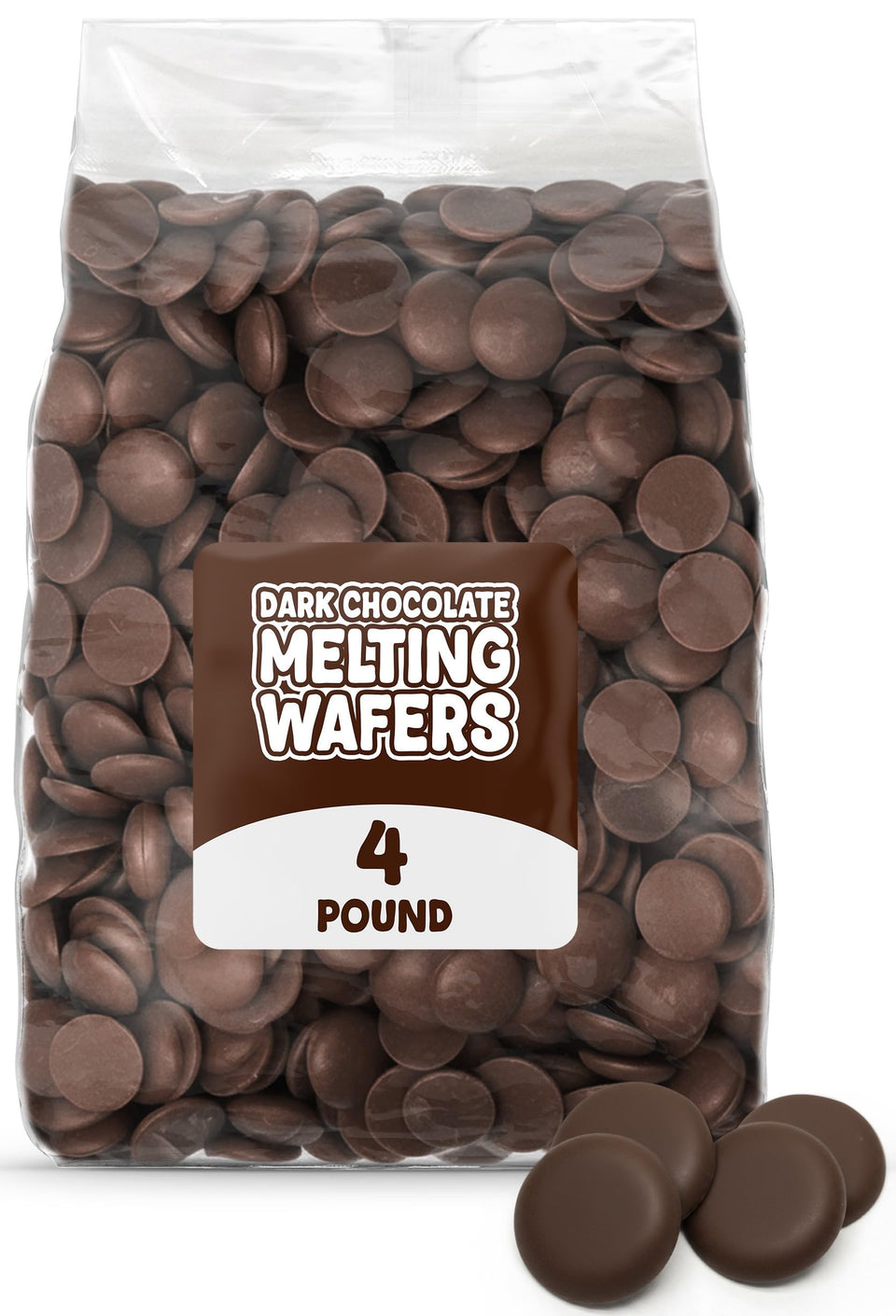 GEEOOLLAH dark cocoa candy melts in a 4 lb pack, ready for easy melting