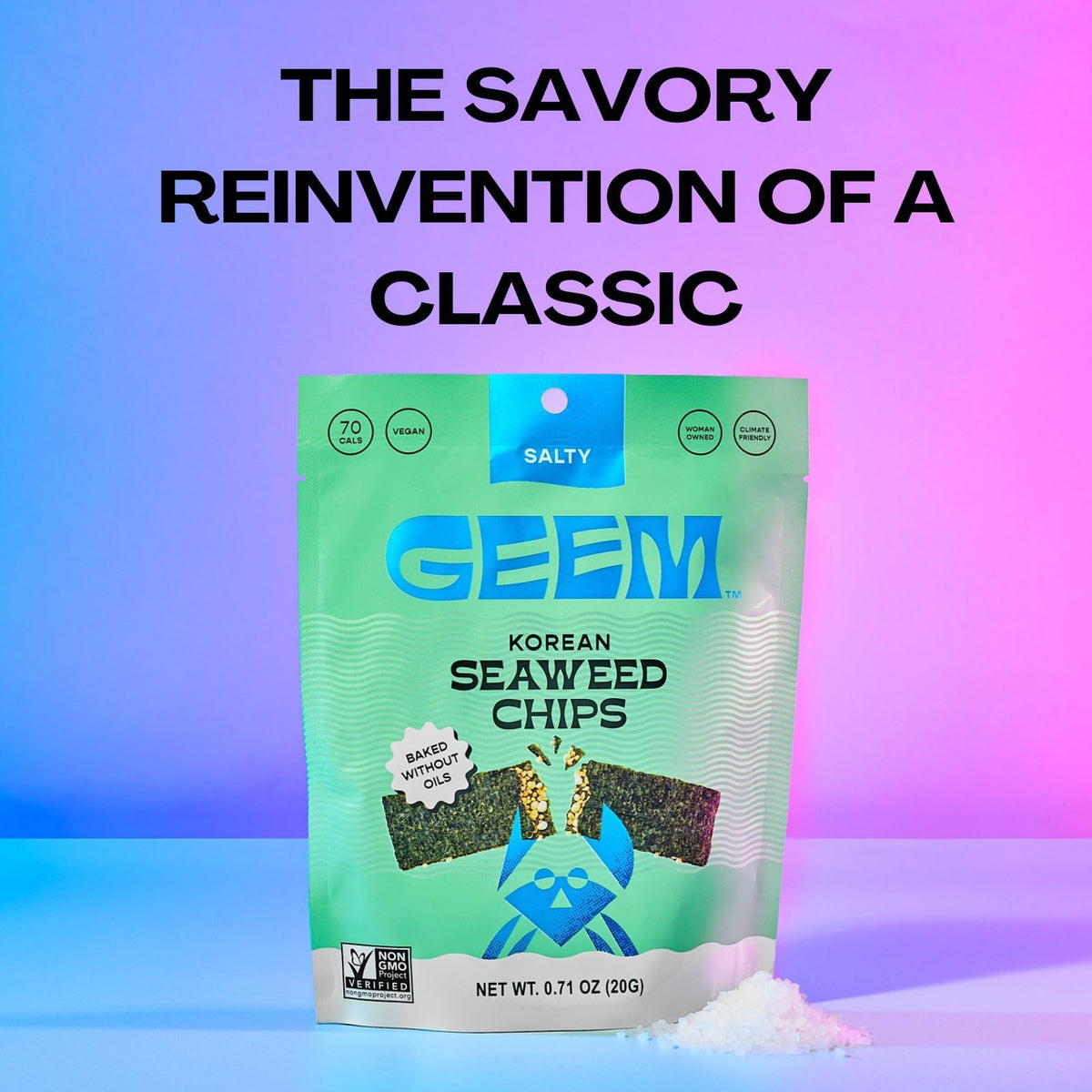 Geem lunchbox idea: veggie seaweed chips for snacks.