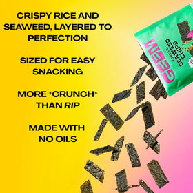 Geem Seaweed Snacks no-oil roasted panel emphasizing clean munching