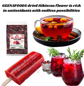 Geenafoods loose hibiscus for premium tea blends.