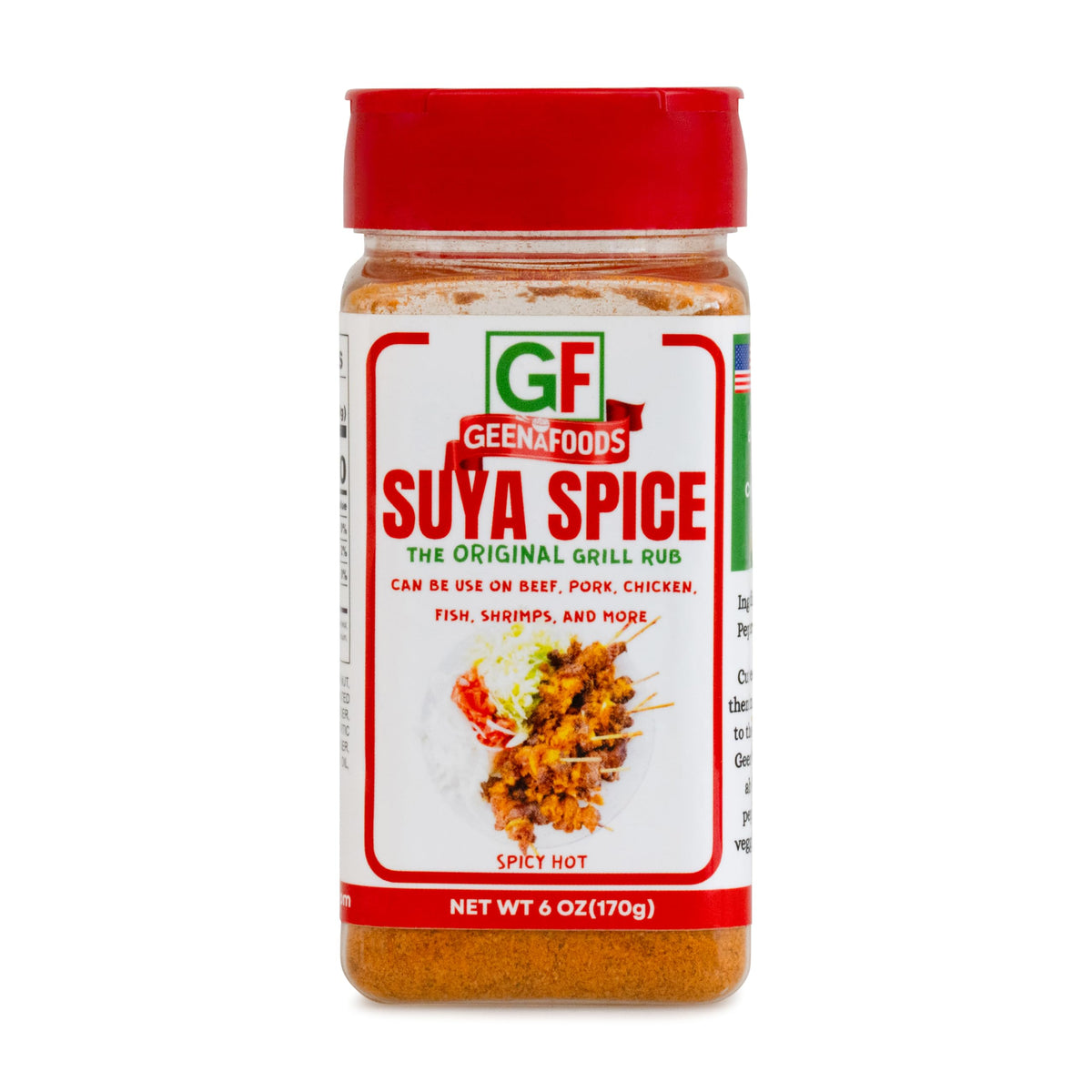Geenafoods Suya Pepper packaging showcasing authentic African blend for grilling