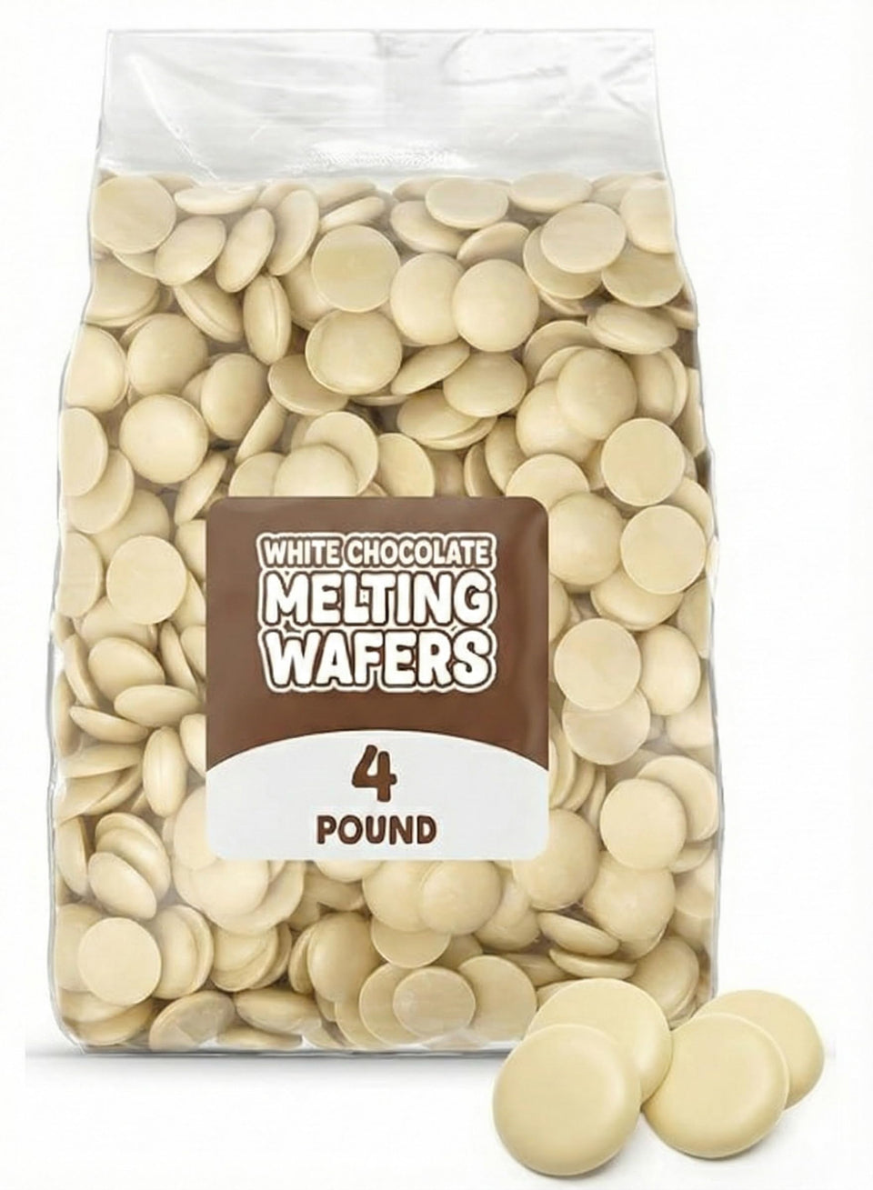 GEEOOLLAH 4 lb resealable bag of white chocolate wafers for bulk baking