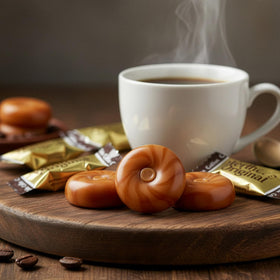 GEEOOLLAH hard caramel coffee candy 1lb bag, convenient bulk option.