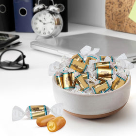GEEOOLLAH office candy bowl display featuring salted caramels.