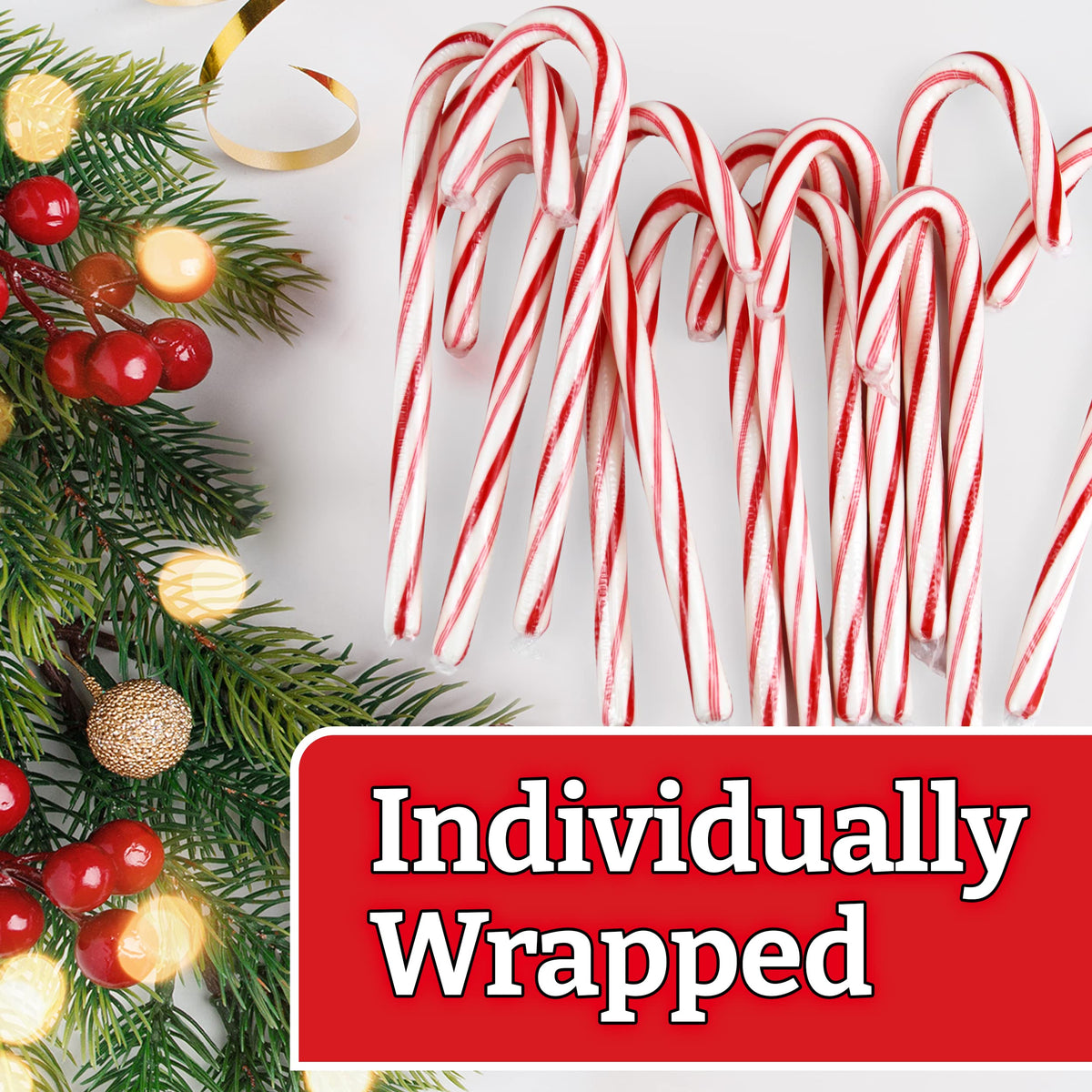 GEEOOLLAH red and white striped candy cane for festive decoration and dessert topping