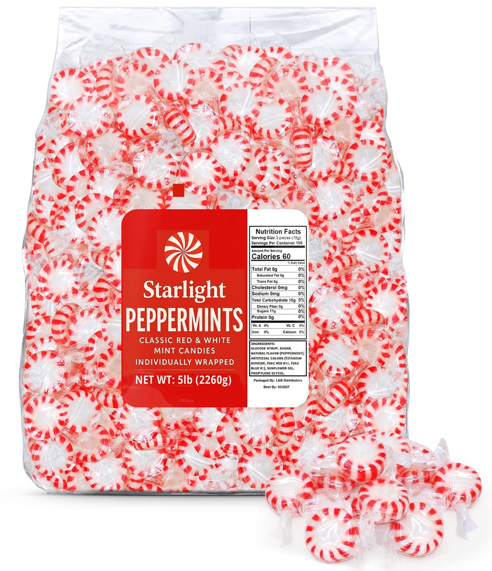 GEEOOLLAH Starlight candies bulk pack with red-white swirls, ideal for party bowls and sharing