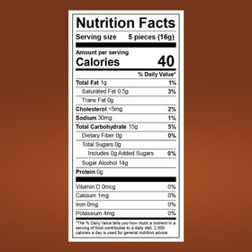GEEOOLLAH Werther's coffee caramel candy close-up ingredients highlight sugar-free recipe.