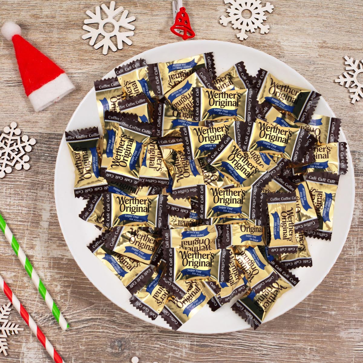 GEEOOLLAH Werther's coffee caramel candy mid-bite shows creamy texture.