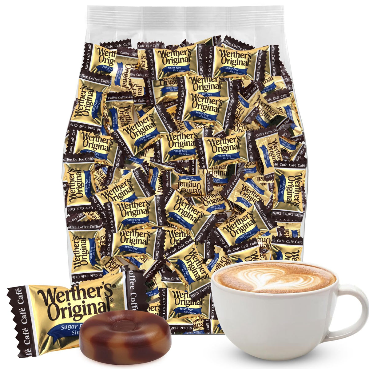 GEEOOLLAH Werther's coffee caramel candy, wrapped for on-the-go indulgence.