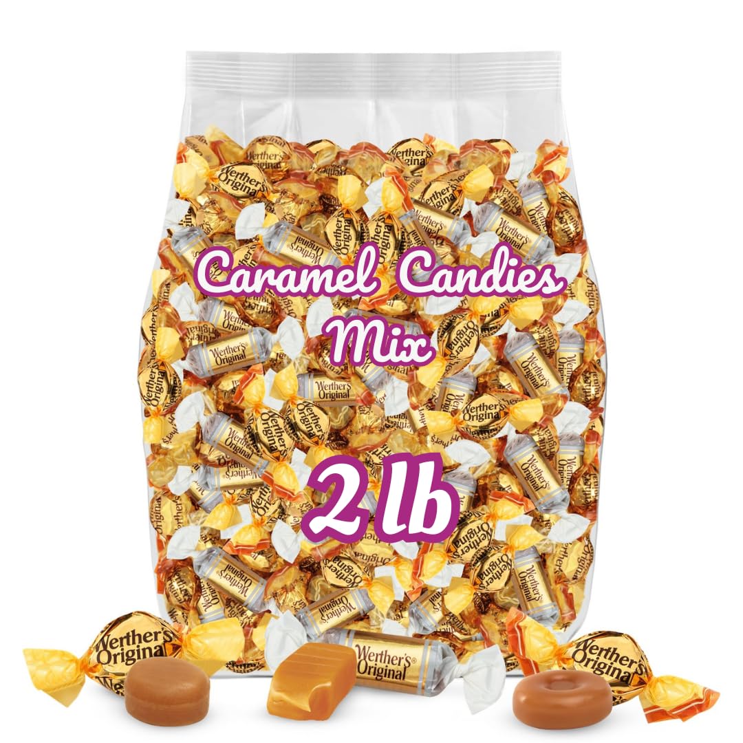 GEEOOLLAH Werther’s hard caramel candies on a plate, ideal for sharing.