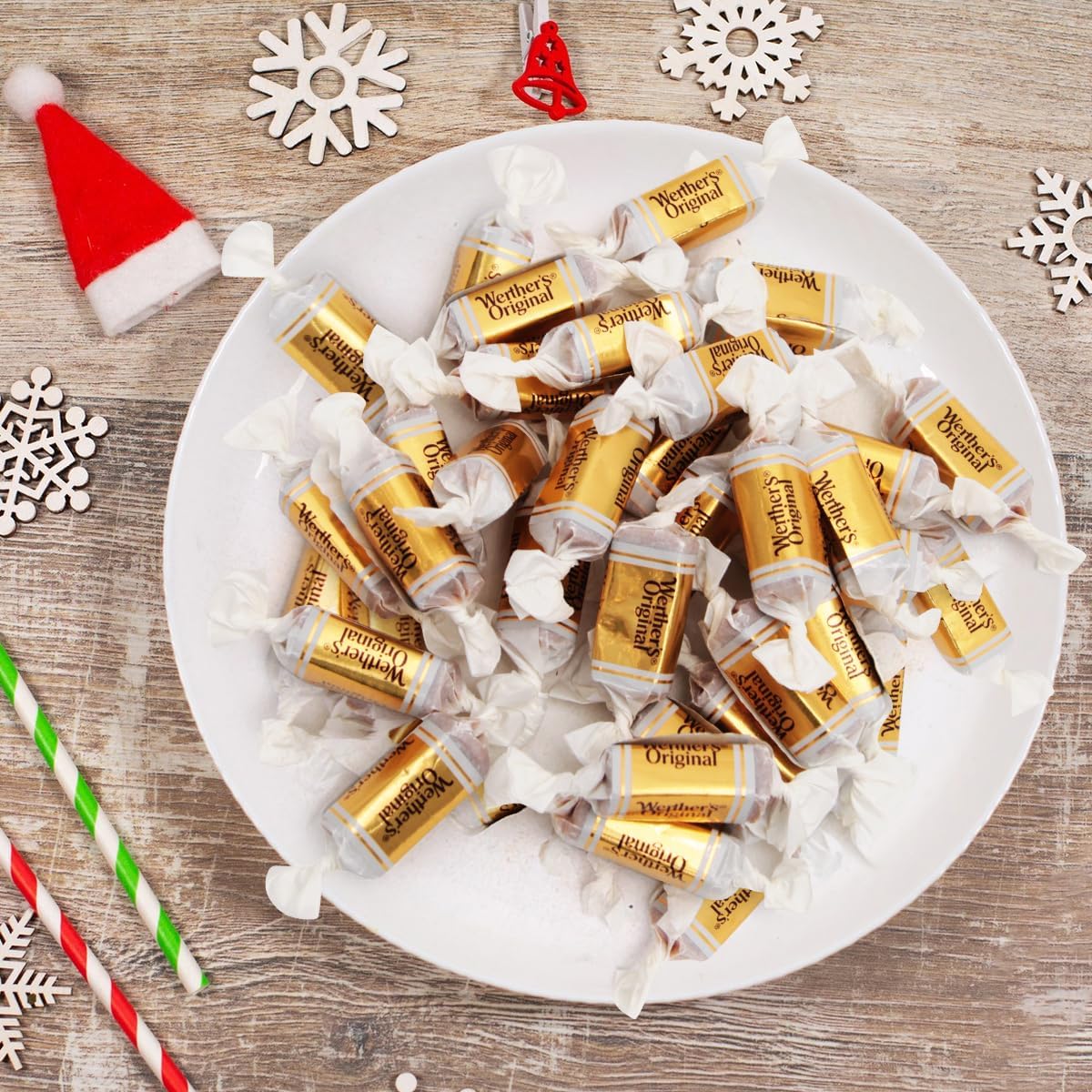 Caramel treats arranged on a cozy table setup for tasting.
