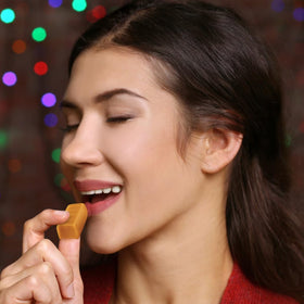 Close-up of velvety caramel texture from Werther’s Original.