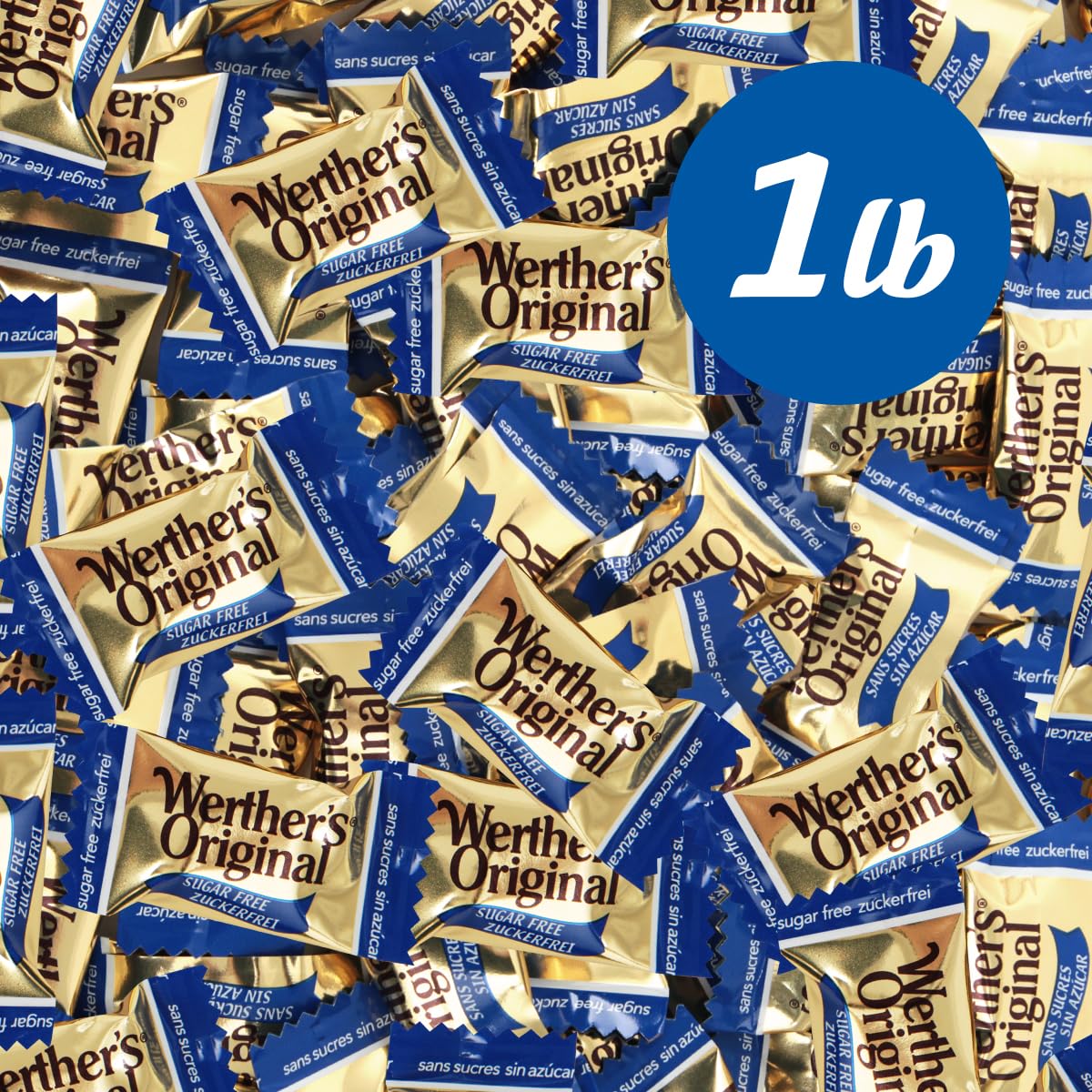 GEEOOLLAH Werther’s sugar-free caramel bites close-up melt showing creamy texture.